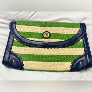 Mud Pie Navy and Green Clutch